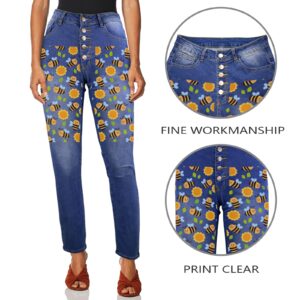 Ladies Printed Jeans – Bumble Women’s Jeans (Front Printing) Clothing Designer printed jeans for women