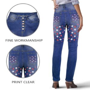 Ladies Printed Jeans – Red Ladies Women’s Jeans (Back Printing) Clothing Designer printed jeans for women