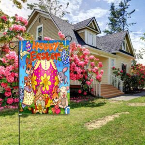 Linen Garden Flag Banner – Easter – Gnome Friends 12″x18″ Garden Banner Flags Decorative Yard
