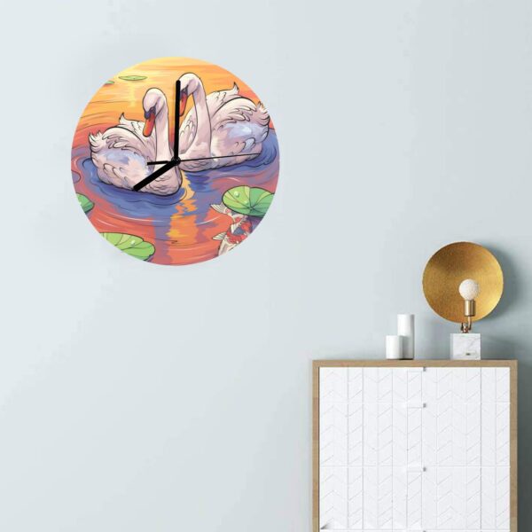 Wall Clock Artwork – Personalized Animal Clocks 11.6″ –  Swans Gifts/Party/Celebration Custom Artwork Wall Clocks 4