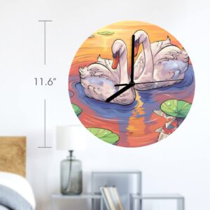 Wall Clock Artwork – Personalized Animal Clocks 11.6″ –  Swans Gifts/Party/Celebration Custom Artwork Wall Clocks