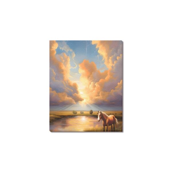 Canvas Prints Wall Art Print Decor – Framed Canvas Print 8×10 inch –  Horses Drinking Hole 8" x 10" Artistic Wall Hangings 5