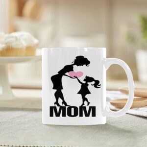 Ceramic Mug – 11 oz White Coffee Mug – Mother’s Day Gift – Mom Heart Drinkware ceramic coffee mug