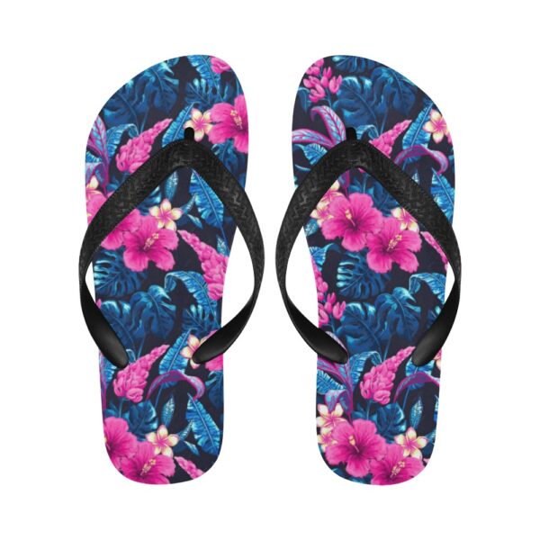 Unisex Flip Flops – Summer Beach Sandals – Fuchsia Foliage Clothing Beach footwear
