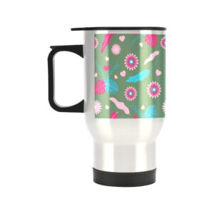 Insulated Stainless Steel Travel Mug – Commuters Cup – Pink Eucalyptus  (14 oz) Drinkware Double Wall Insulated Cup