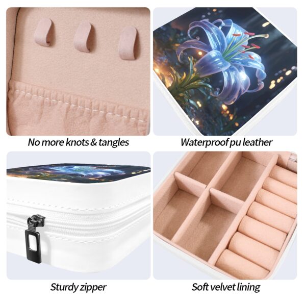 Leather Travel Jewelry Storage Box – Portable Jewelry Organizer – Blue Orchid Gifts/Party/Celebration Compact jewelry organizer 4
