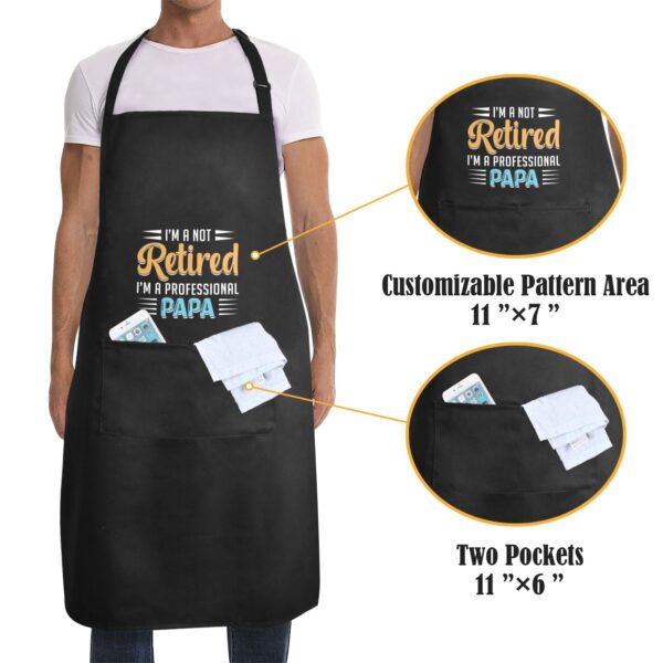 Mens Father’s Day Apron – Custom BBQ Grill Kitchen Chef Apron for Men – Retired Aprons Adjustable Neck Apron 2