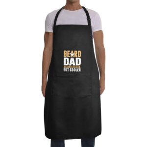 Mens Father’s Day Apron – Custom BBQ Grill Kitchen Chef Apron for Men – Beard Dad Aprons Adjustable Neck Apron