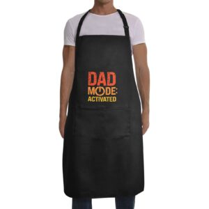 Mens Father’s Day Apron – Custom BBQ Grill Kitchen Chef Apron for Men – Dad Mode Aprons Adjustable Neck Apron