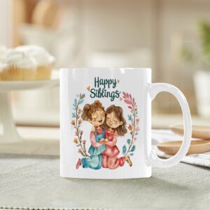Ceramic Mug – 11 oz White Coffee Mug – Sibling’s Day Gift – Ladies Drinkware ceramic coffee mug