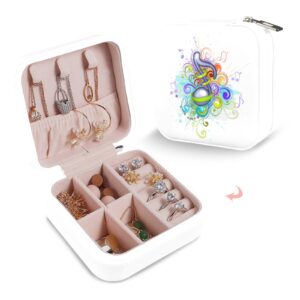 Leather Travel Jewelry Storage Box – Portable Jewelry Organizer – White Notes Gifts/Party/Celebration Compact jewelry organizer