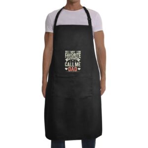 Mens Father’s Day Apron – Custom BBQ Grill Kitchen Chef Apron for Men – Favorite Aprons Adjustable Neck Apron