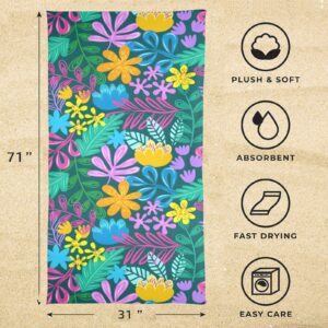 Beach Towels – Large Summer Vacation or Spring Break Beach Towel 31″x71″ – Pastel Jungle Beach Towels beach towel