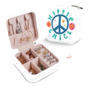 Leather Travel Jewelry Storage Box – Portable Jewelry Organizer – Hippie Chick Gifts/Party/Celebration Compact jewelry organizer