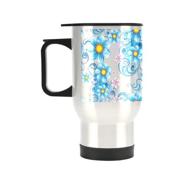 Insulated Stainless Steel Travel Mug – Commuters Cup – Blue Daisies  (14 oz) Drinkware Double Wall Insulated Cup