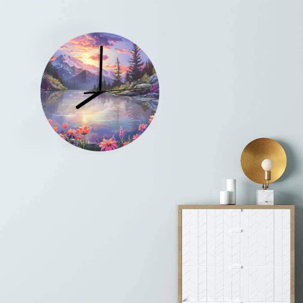Wall Clock Artwork – Personalized Clocks 11.6″ –     Floral Clocks – Mountain Flowers – Reflections Gifts/Party/Celebration Custom Artwork Wall Clocks 4