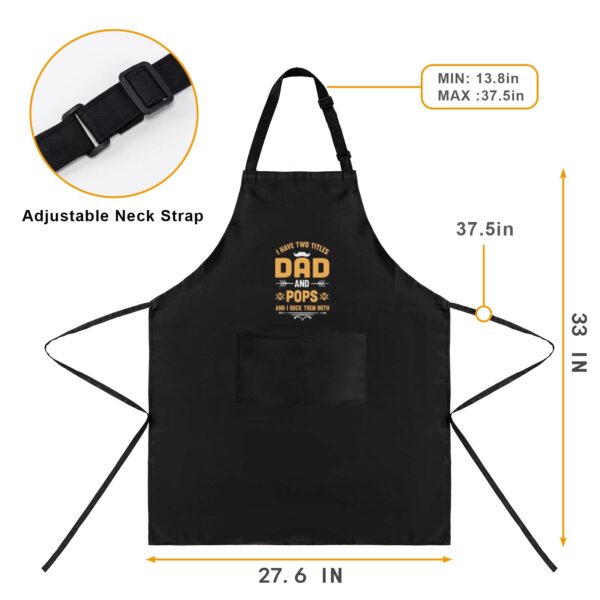 Mens Father’s Day Apron – Custom BBQ Grill Kitchen Chef Apron for Men – Pops Aprons Adjustable Neck Apron 5