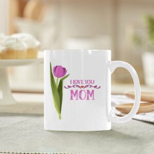 Ceramic Mug – 11 oz White Coffee Mug – Mother’s Day Gift – ILU Tulip Drinkware ceramic coffee mug