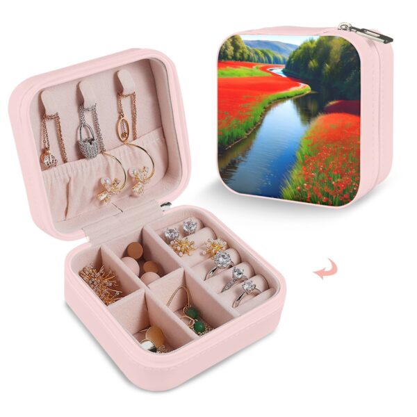 Leather Travel Jewelry Storage Box – Portable Jewelry Organizer – Poppy River Gifts/Party/Celebration Compact jewelry organizer