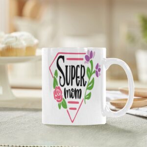 Ceramic Mug – 11 oz White Coffee Mug – Mother’s Day Gift – Super Diamond Drinkware ceramic coffee mug