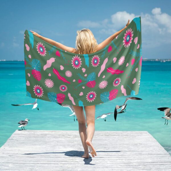 Beach Towels – Large Summer Vacation or Spring Break Beach Towel 31″x71″ – Pink Eucalyptus Beach Towels beach towel 3