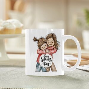 Ceramic Mug – 11 oz – Sibling’s Day Gift – Huggles White Coffee Mug Drinkware ceramic coffee mug