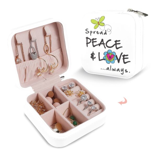 Leather Travel Jewelry Storage Box – Portable Jewelry Organizer – Spread Peace Gifts/Party/Celebration Compact jewelry organizer