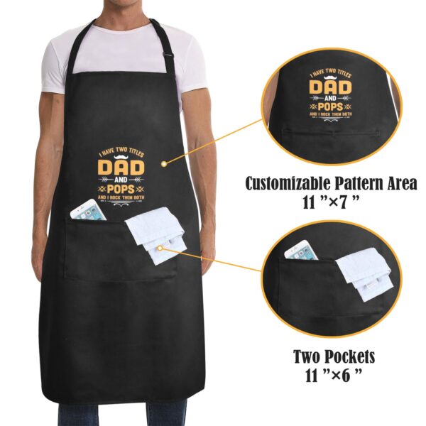 Mens Father’s Day Apron – Custom BBQ Grill Kitchen Chef Apron for Men – Pops Aprons Adjustable Neck Apron 2