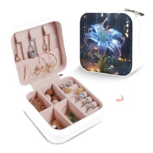 Leather Travel Jewelry Storage Box – Portable Jewelry Organizer – Blue Orchid Gifts/Party/Celebration Compact jewelry organizer