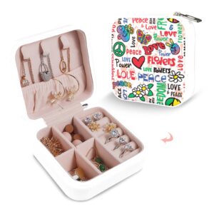 Leather Travel Jewelry Storage Box – Portable Jewelry Organizer – Peace Love Gifts/Party/Celebration Compact jewelry organizer