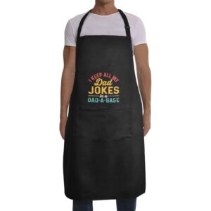 Mens Father’s Day Apron – Custom BBQ Grill Kitchen Chef Apron for Men – D-Base Aprons Adjustable Neck Apron
