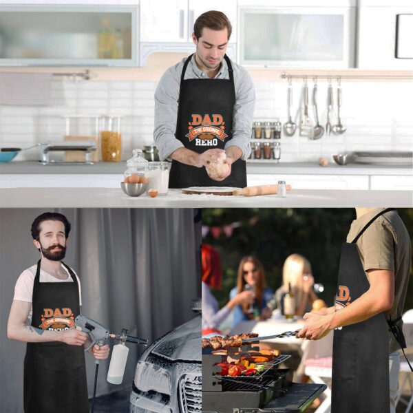Mens Father’s Day Apron – Custom BBQ Grill Kitchen Chef Apron for Men – Dad Hero Aprons Adjustable Neck Apron 4
