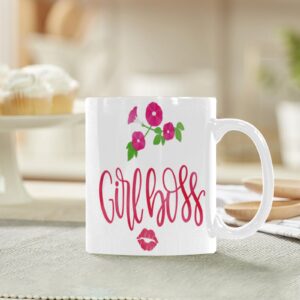 Ceramic Mug – 11 oz White Coffee Mug – Women’s Day Gift – Girl Boss Drinkware ceramic coffee mug