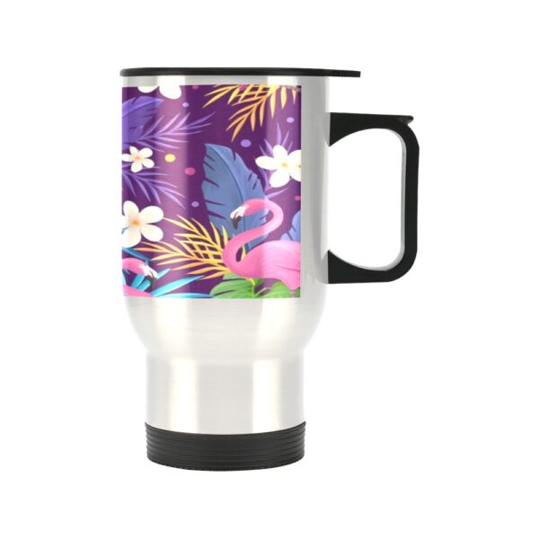 Insulated Stainless Steel Travel Mug – Commuters Cup – Purple Flamingos  (14 oz) Drinkware Double Wall Insulated Cup 3
