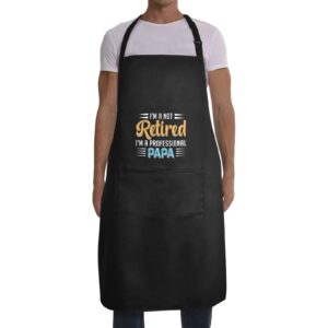 Mens Father’s Day Apron – Custom BBQ Grill Kitchen Chef Apron for Men – Retired Aprons Adjustable Neck Apron