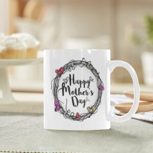 Ceramic Mug – 11 oz White Coffee Mug – Mother’s Day Gift – HMD Wreath Drinkware ceramic coffee mug