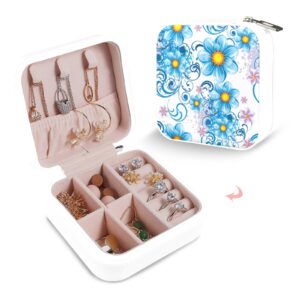 Leather Travel Jewelry Storage Box – Portable Jewelry Organizer – Blue Daisy Gifts/Party/Celebration Compact jewelry organizer