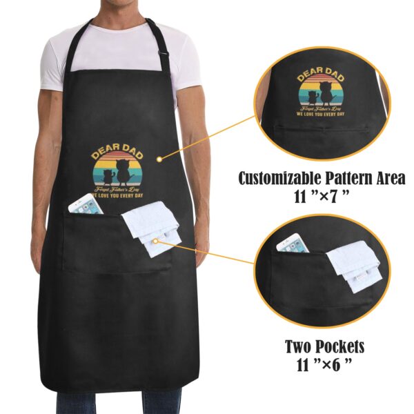 Mens Father’s Day Apron – Custom BBQ Grill Kitchen Chef Apron for Men – Everyday Aprons Adjustable Neck Apron 2