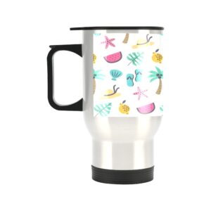 Insulated Stainless Steel Travel Mug – Commuters Cup – Pastel Palms  (14 oz) Drinkware Double Wall Insulated Cup