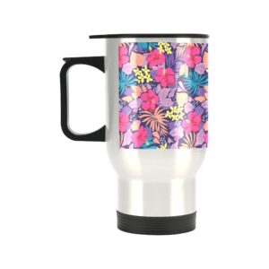 Insulated Stainless Steel Travel Mug – Commuters Cup – Pink Jungle  (14 oz) Drinkware Double Wall Insulated Cup