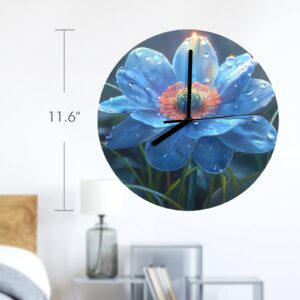 Wall Clock Artwork – Personalized Clocks 11.6″ –     Floral Flowers – Blue Dew Gifts/Party/Celebration Custom Artwork Wall Clocks