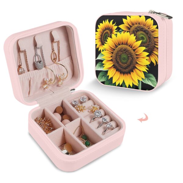 Leather Travel Jewelry Storage Box – Portable Jewelry Organizer – Burst of Sun Gifts/Party/Celebration Compact jewelry organizer