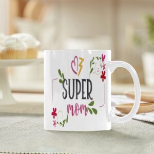 Ceramic Mug – 11 oz White Coffee Mug – Mother’s Day Gift – Super Drinkware ceramic coffee mug