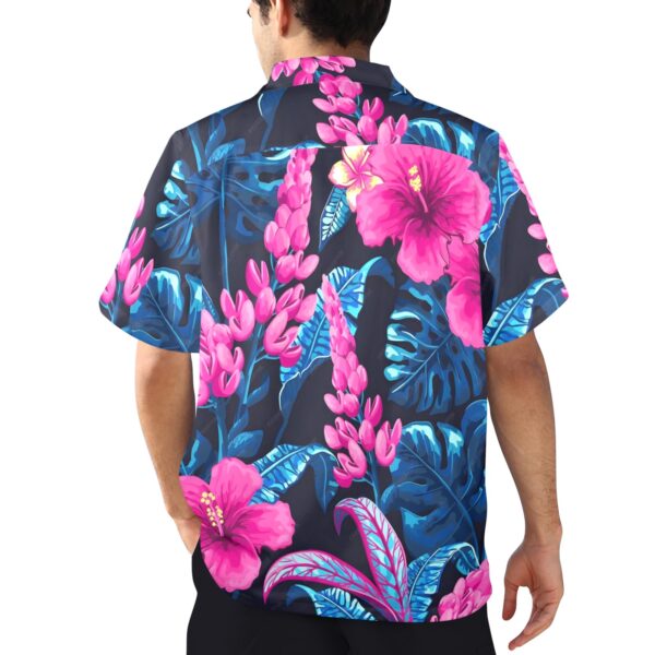 Mens Hawaiian Print Shirt – Men’s Tropical Floral Shirts – Full Fuscia Clothing Aloha shirt 3