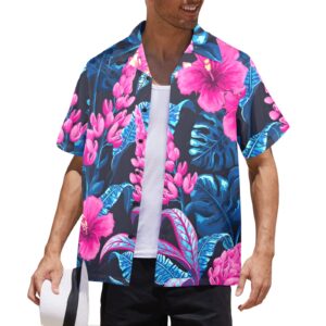 Mens Hawaiian Print Shirt – Men’s Tropical Floral Shirts – Full Fuscia Clothing Aloha shirt