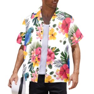 Mens Hawaiian Print Shirt – Men’s Tropical Floral Shirts – Orchid White Clothing Aloha shirt