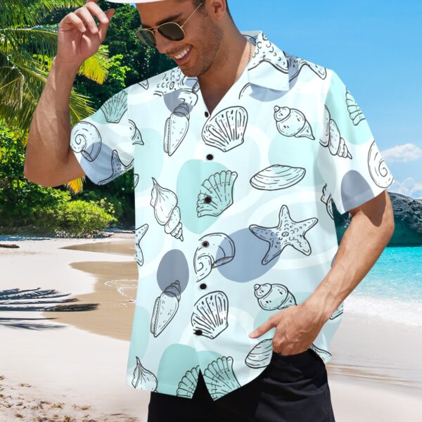 Mens Hawaiian Print Shirt – Men’s Tropical Floral Shirts – Teal Shells Clothing Aloha shirt 2