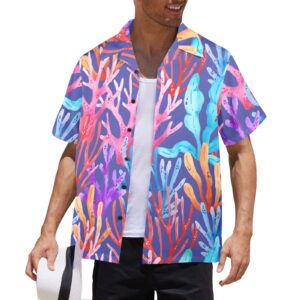 Mens Hawaiian Print Shirt – Men’s Tropical Floral Shirts – Full Coral Clothing Aloha shirt