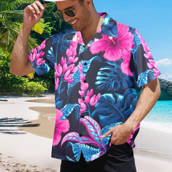 Mens Hawaiian Print Shirt – Men’s Tropical Floral Shirts – Full Fuscia Clothing Aloha shirt 2