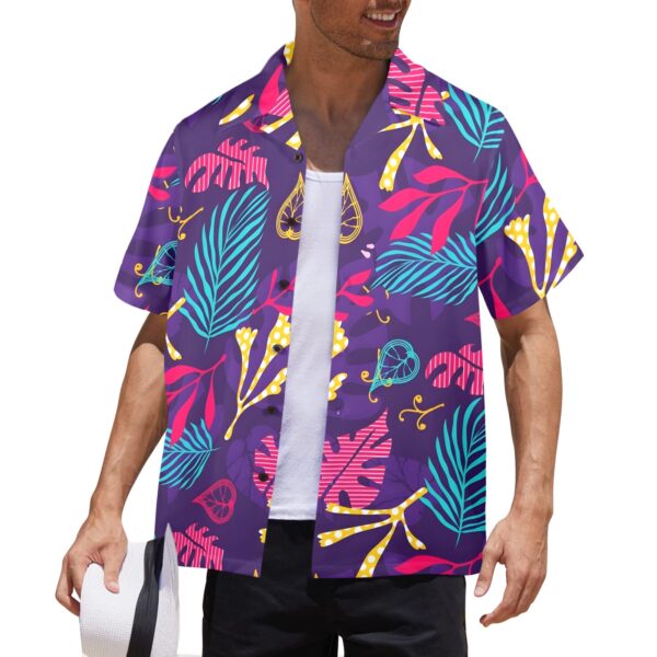 Mens Hawaiian Print Shirt – Men’s Tropical Floral Shirts – Purple Foliage Clothing Aloha shirt